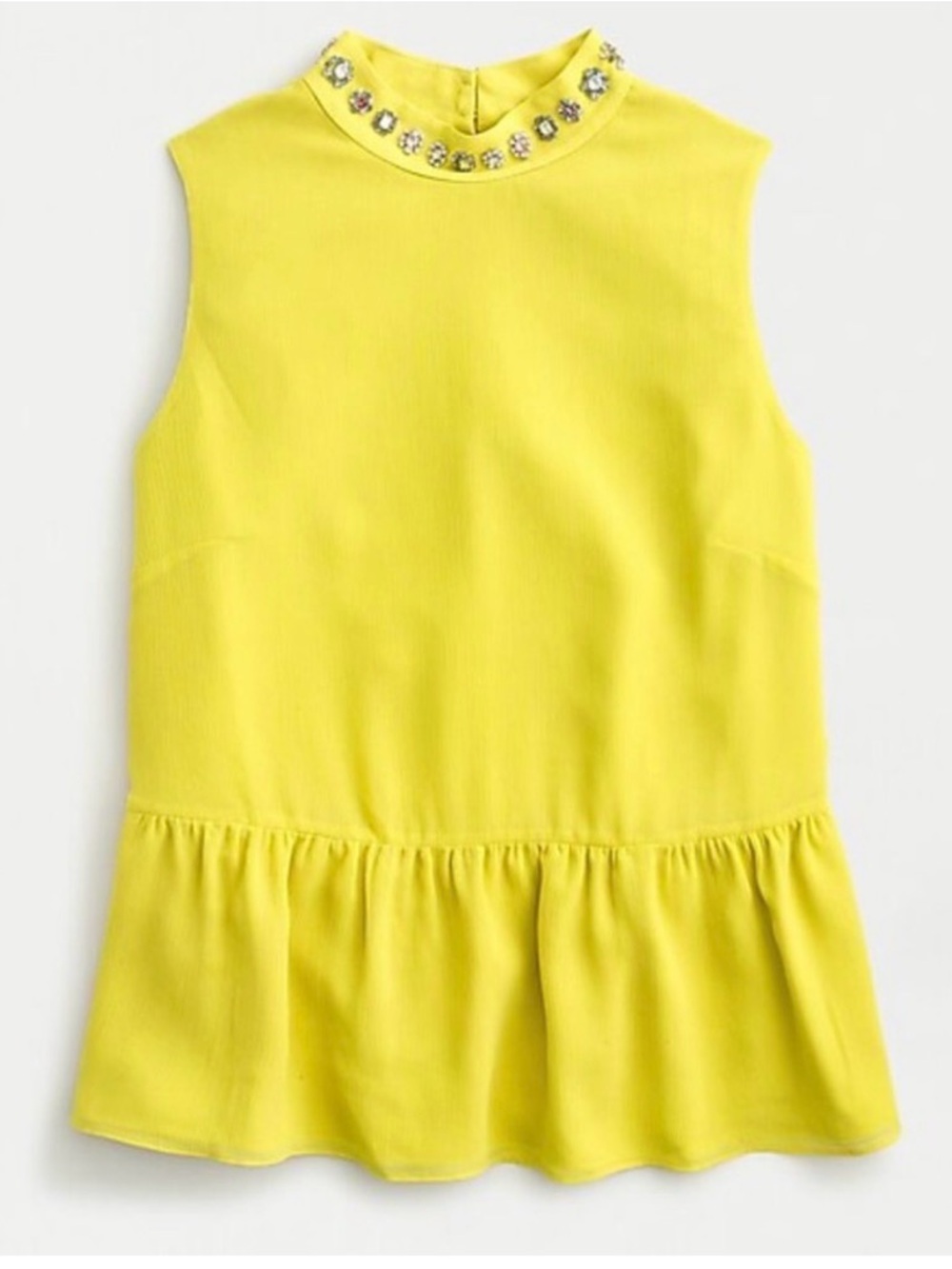 J. Crew Bright Yellow Sleeveless Jewel-Neck Peplum Top